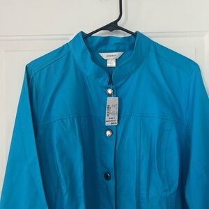 CJ Banks 1x NWT Light blue button up jacket w/3/4 sleeves